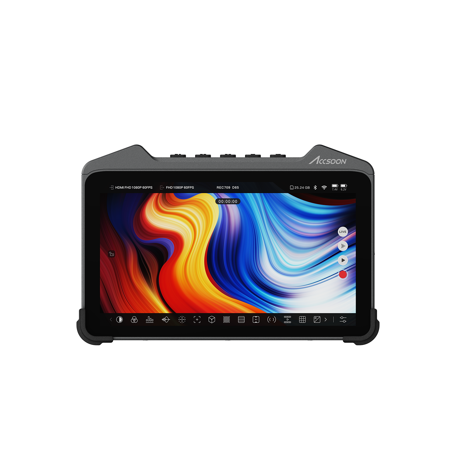 Accsoon CineView M7 hardware with Accsoon’s own interface shown