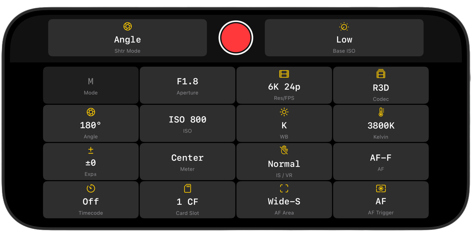 Camera controls grid