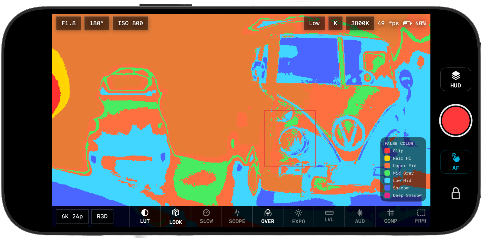 False color exposure overlay