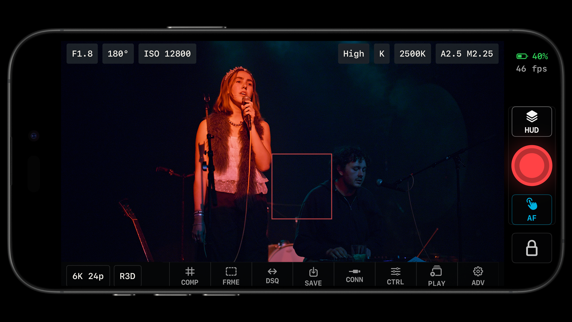 ZR Ctl live view monitoring a stage performance on a Nikon Z camera