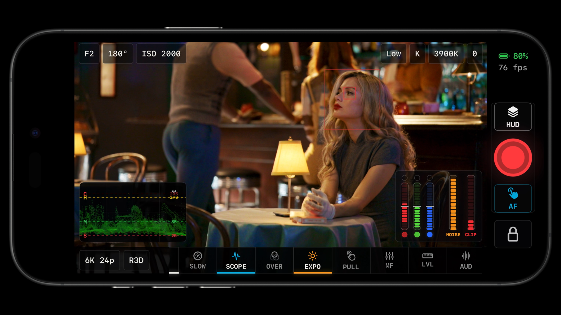 ZR Ctl live view with waveform scopes and audio meters