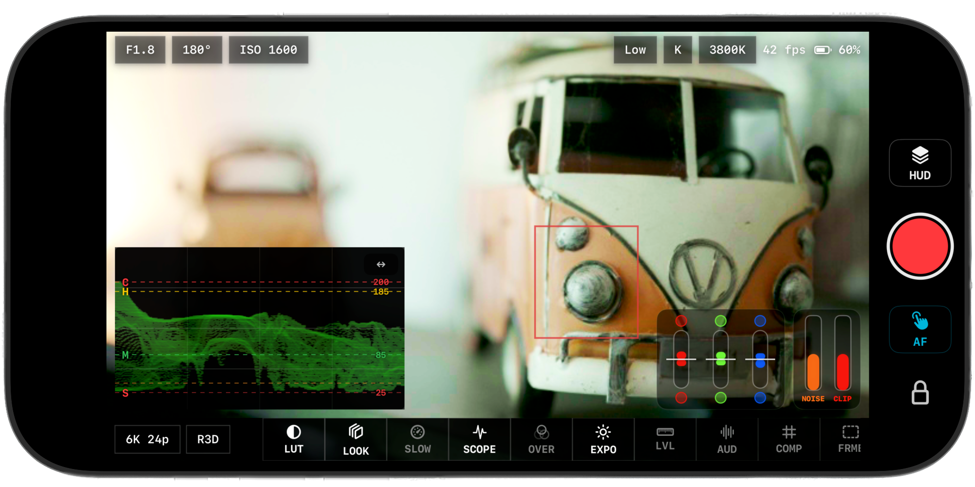 ZR Ctl waveform scope and traffic light exposure tools on Nikon Z live view
